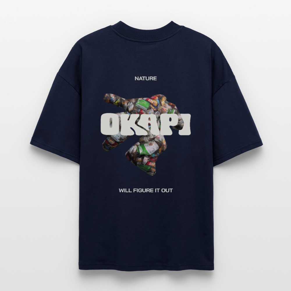 NATURE:WILL:FIGURE:IT:OUT Oversized Unisex Organic Shirt - navy