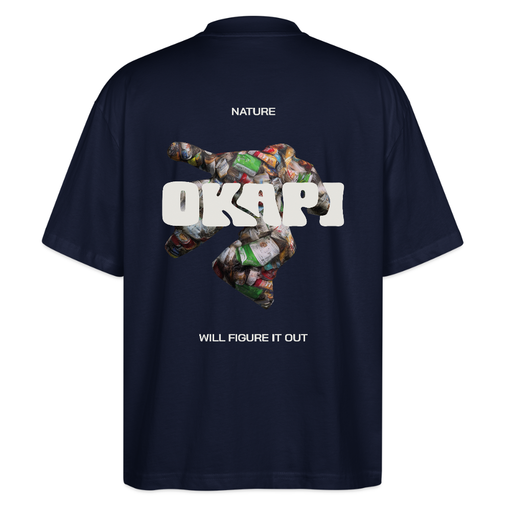 NATURE:WILL:FIGURE:IT:OUT Oversized Unisex Organic Shirt - navy