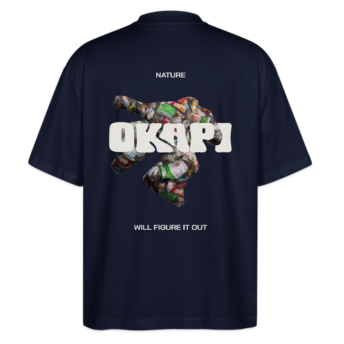 NATURE:WILL:FIGURE:IT:OUT Oversized Unisex Organic Shirt - navy