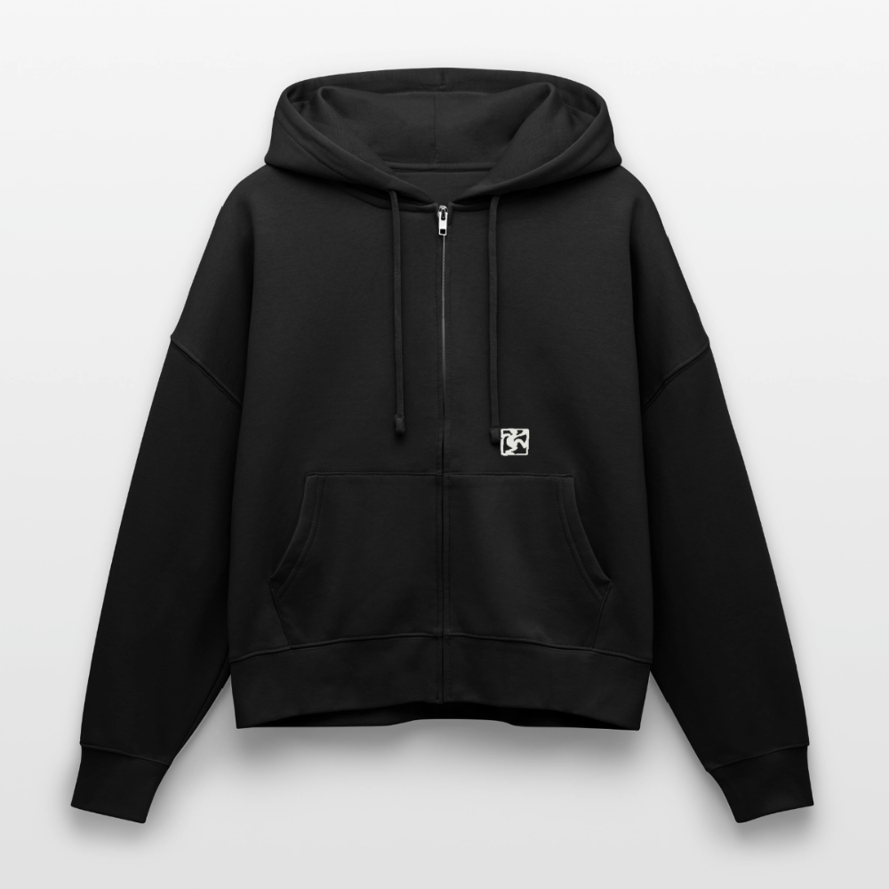 OKAPI ORIGINALS Boxy Frauen Bio Zip Hoodie - Schwarz