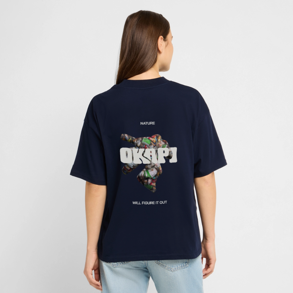 NATURE:WILL:FIGURE:IT:OUT Oversized Unisex Organic Shirt - navy