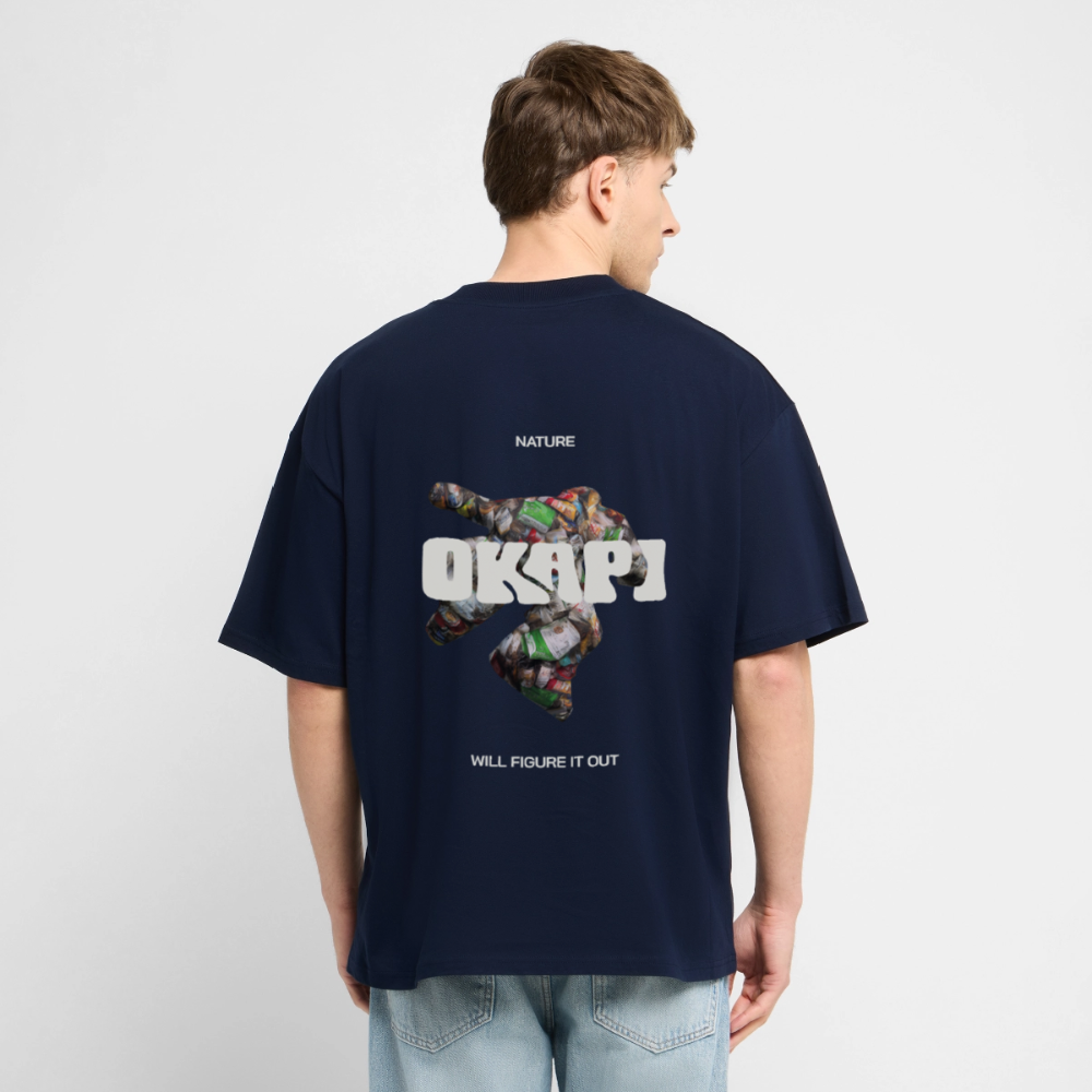 NATURE:WILL:FIGURE:IT:OUT Oversized Unisex Organic Shirt - navy