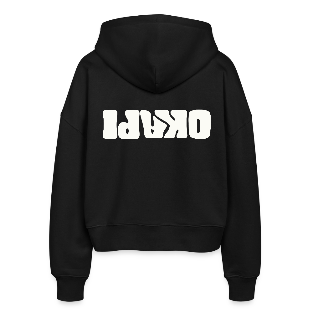 OKAPI ORIGINALS Boxy Frauen Bio Zip Hoodie - Schwarz