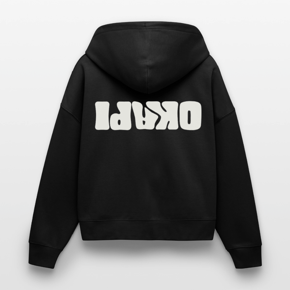 OKAPI ORIGINALS Boxy Frauen Bio Zip Hoodie - Schwarz