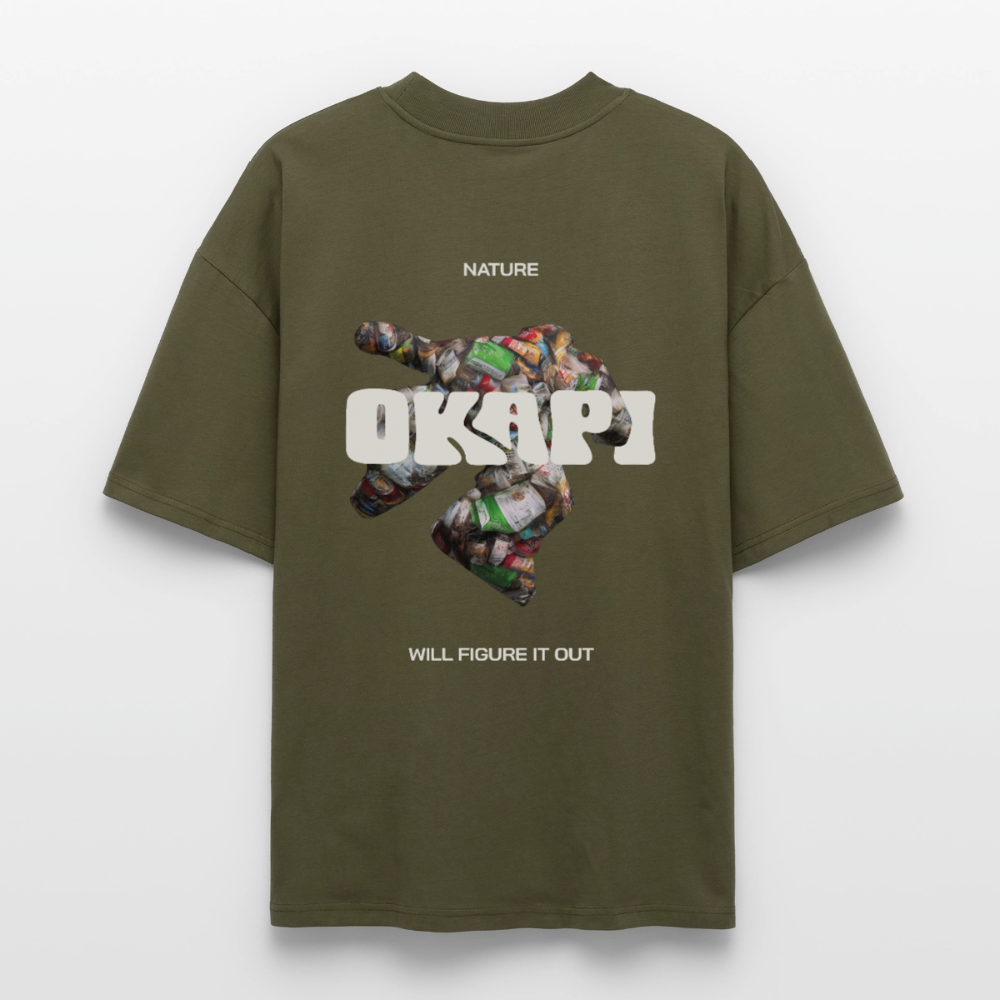 NATURE:WILL:FIGURE:IT:OUT Oversized Unisex Organic Shirt - khaki