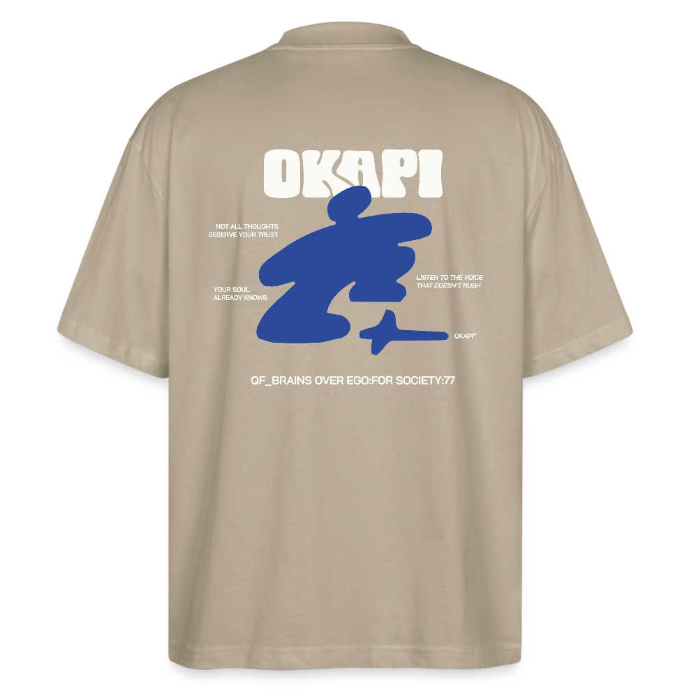 QF:BRAINS Oversized Unisex Organic Shirt - stone