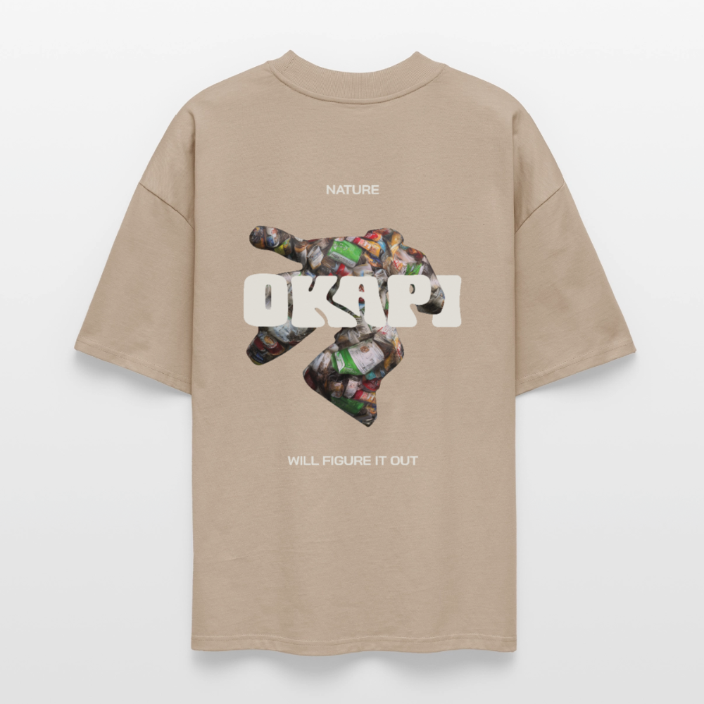 NATURE:WILL:FIGURE:IT:OUT Oversized Unisex Organic Shirt - stone